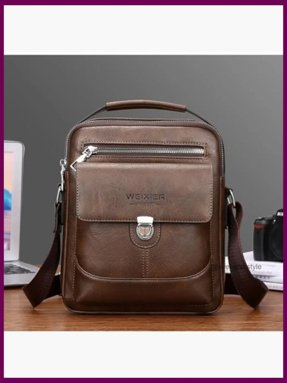 Vintage Leather Crossbody Messenger Bag for Men Satchel Purse